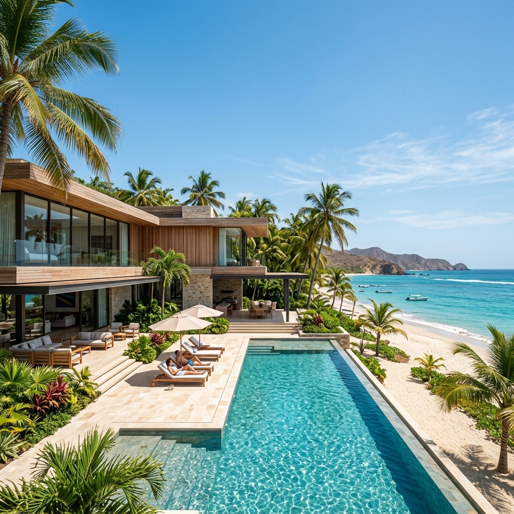 Villa de lujo moderna en la costa del Caribe colombiano con piscina